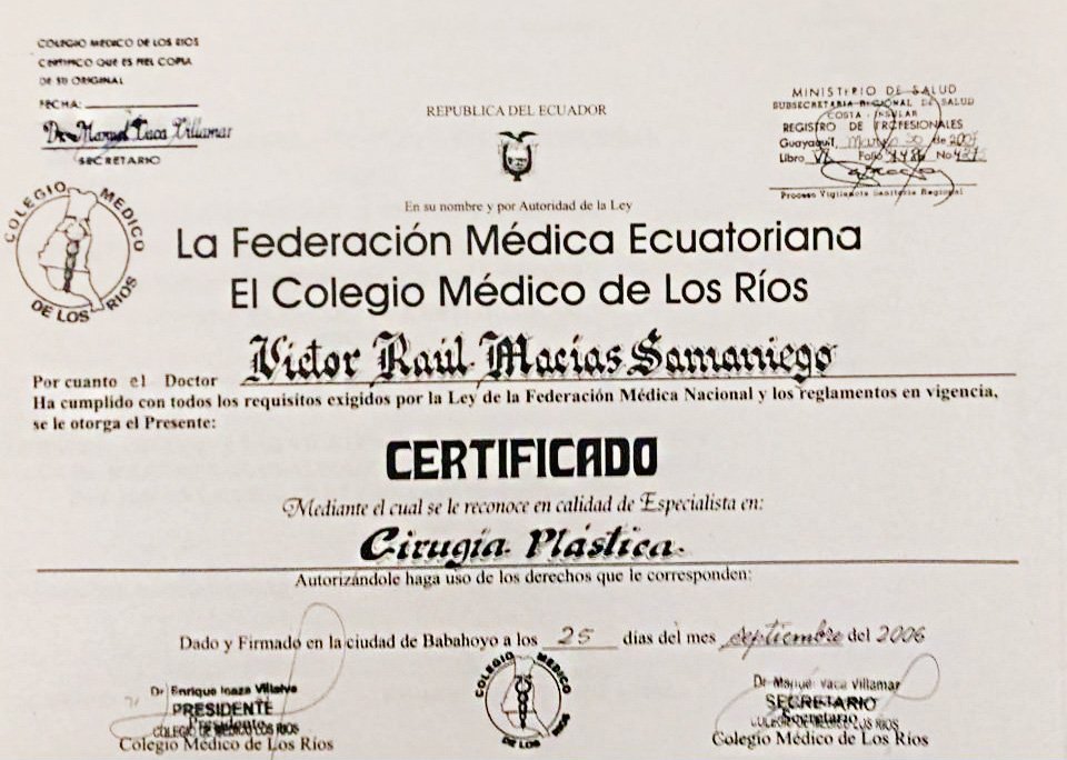 Acreditación Médica - Silueta Divina Manta Ecuador